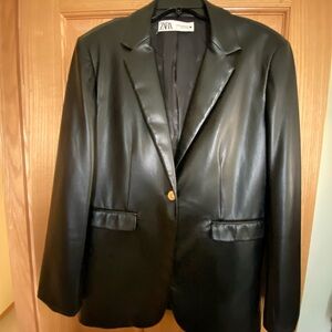 ZARA - women’s straight fit faux leather blazer xxl